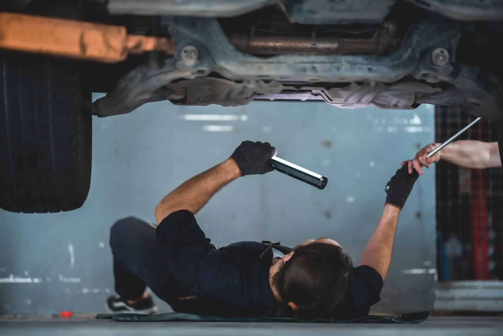Auto Mechanic Garage Car Service, Repair And Maintenance Vehicle Automobile, Technician Man Person Workshop For Automotive Engine And Working With Motor Tool