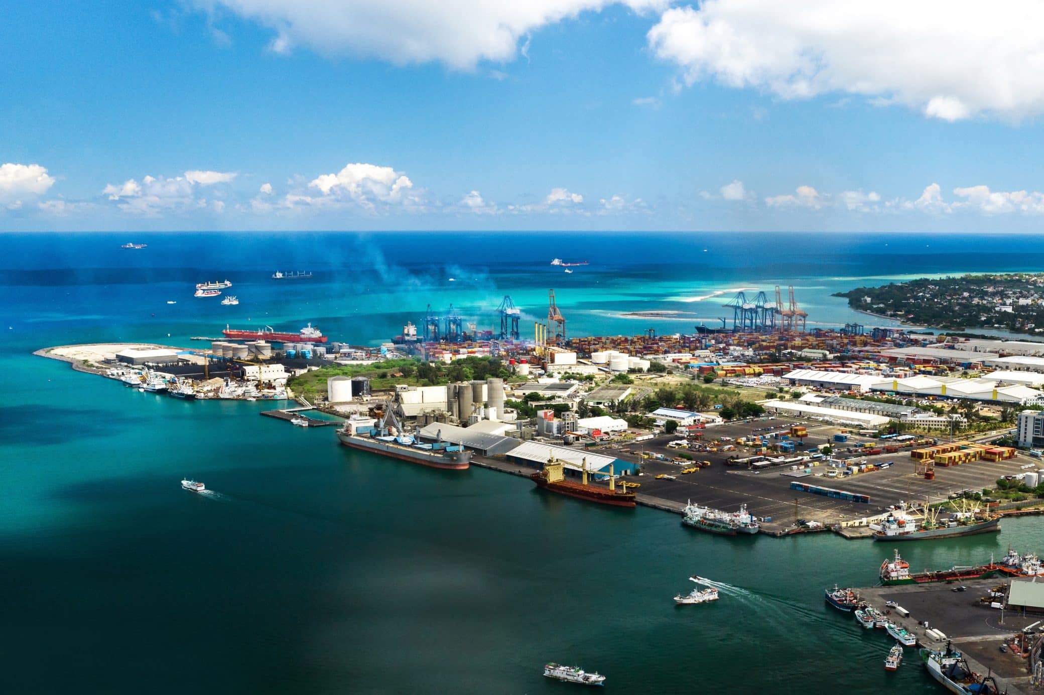 Aerial View Of The Port On The Waterfront Of Port Louis, Mauritius, Africa
