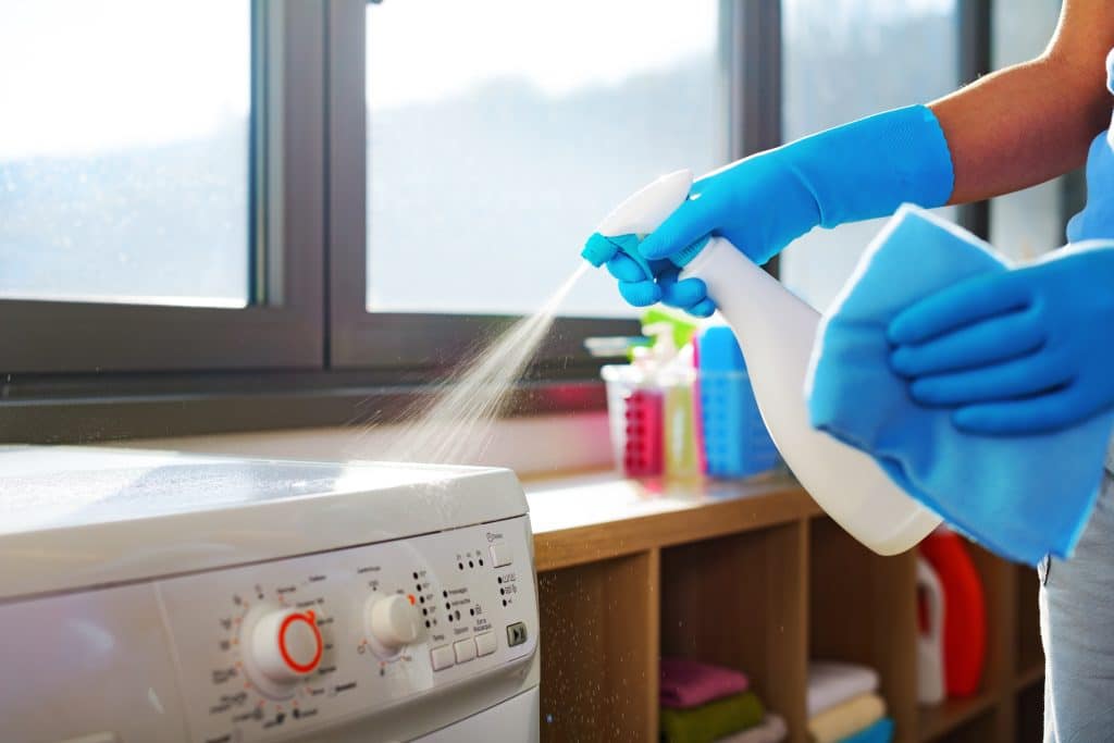 Woman Cleaning A Washing Machine