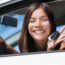 Happy Asian Girl Teen Driver Showing New Car Keys