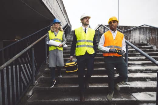 Construction Industry And Engineering Engineers, Architects And Contractors On The Construction Si