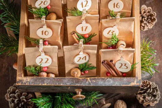 Special Christmas Advent Calendar In An Old Wooden Drawer