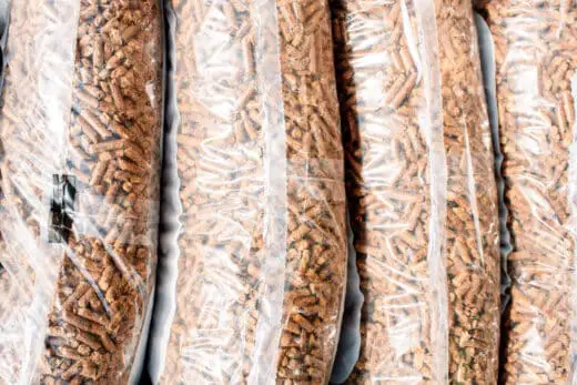 Wood Pellets In Transparent Bags As Sustainable Fuel For Heating